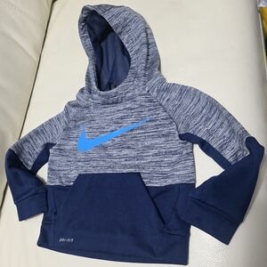 Nike Blue Heather & Navy Dri-FIT Hooded Sweatshirt with Bright Blue Swoosh 2T